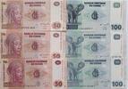 Kongo 3*50, 3*100 Francs 6x Banknoten lot -