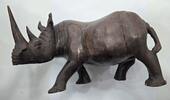 Afrika Alte Holzfigur, massiv Großes Nashorn -