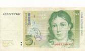 Deutschland BRD 5 Deutsche Mark DM Bundesbanknote A/U -