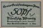 Deutschland, Deutsches Reich 50 Pfennig 1 x Notgeldschein, Stadt Greifenhagen in Pommern -