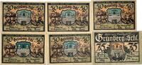 5 x 50, 1 x 75 Pfennig 1921 Deutschland, Deutsches Reich 6 x Notgeldschein, Stadt Grünberg, Schlesien I- bis II-