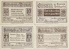 Deutschland, Deutsches Reich 10,25,50,75 Pfennig 4 x Notgeldschein, Stadt Ditfurt -