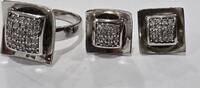 Silberschmuck 925er Silber 925er Silber Ring und Ohrringe , Silberset mit farblosen Steinen -