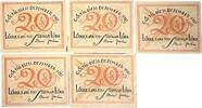 Deutschland, Deutsches Reich 5 x 20 Pfennig 5 x Notgeldschein, Stadt Lübeck -