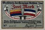 Deutschland, Deutsches Reich 2 Mark 1 x Notgeldschein, Stadt Archsum Sylt, Schleswig-Holstein -
