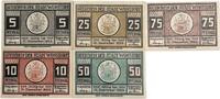 Deutschland, Deutsches Reich 5,10,25,50,75 Pfennig 5 x Notgeldschein, Gutschein der Stadt Wunstorf, Hannover Niedersachsen -