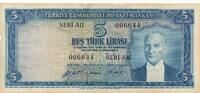 Türkei Türkiye 5 Türk Lira Lirasi (1952) 1930 Bes Türk lirasi Türkiye Cu... 80,00 EUR Differenzbesteuert nach §25a UStG zzgl. 3,00 EUR Versand