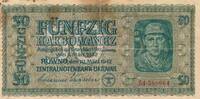3.Reich, Ukraine, Besatzungsausgaben 2. Weltkrieg 50 Karbowanez KN: 6 stellig, Zentralnotenbanknote -