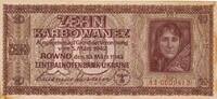 3.Reich, Ukraine, Besatzungsausgaben 2. Weltkrieg 10 Karbowanez KN: 7stellig, Zentralnotenbanknote -