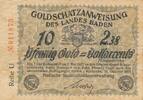 Kaiserreich Deutsches Reich Deutschland Baden 10 Gold Pfennig: 2,38 Dollarcents Goldschatzanweisung, Badische Staatsschuldenverwaltung -