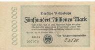 Deutsches Reich Deutschland Reichsbahn 500 Millionen Mark Notgeld, Berlin Deutsche Reichsbahn -