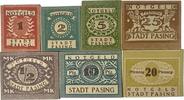 Deutschland, Deutsches Reich 1/2, 1, 2, 5 Mark, 10, 20, 25 Pfennig 7 x Notgeldschein, Notgeld Stadt Pasing -