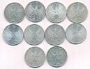 Deutschland BRD 10x 5 Deutsche Mark DM 10 x 625 er Silber Münzen, 1970G, 1971G, 1966J -