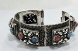 Tibet Nepal Silberschmuck 835er Silber vintage Silber Armreif mit Türkis und Koralle Silberarmreif Armband -