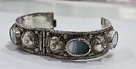 Tibet Nepal Silberschmuck 835er Silber vintage Silber Armreif mit Achat Silberarmreif Armband -