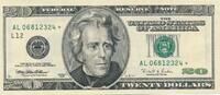 USA - Vereinigte Staaten v. Amerika $ 20 Dollars Banknote, L12, san francisco, Jackson -