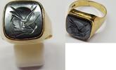 8 Karat Herrenring Goldring 333er Gold Ring Gelbgold Hämatit Wappenring -