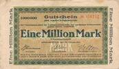 1 Million Mark 1923 Deutsches Reich Deutschland Grossgeld, Königssteele Westfalen Essen III