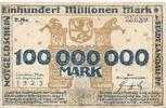 Landau 100 Millionen Mark Notgeldschein der Stadt, nr. 25689 -