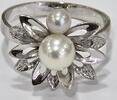 Goldschmuck Weißgold Perlenschmuck vintage 14K 585 er Gold Ring mit Akoya Perlen Perlenring Goldring -