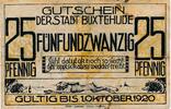 Deutsches Reich Deutschland 25 Pfennig Notgeldschein, Stadt Buxtehude, Schleswig-Holstein -
