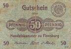 Deutsches Reich Deutschland 50 Pfennig Notgeldschein, Flensburg (Nordschleswig), Handelskammer -