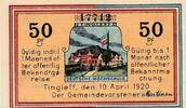Deutsches Reich Deutschland 50 Pfennig Notgeldschein, Gemeinde Tingleff, Schleswig-Holstein -