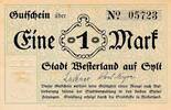 Deutsches Reich Deutschland 1 Mark Notgeldschein, Stadt Westerland auf Sylt, Schleswig-Holstein -