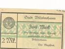 Deutsches Reich Deutschland 2 Mark Großgeldschein, Stadt Wilhemshaven, Schleswig-Holstein -
