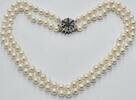 Perlenschmuck Goldschmuck Perlenkette Akoya Perlen 585 14 Karat Gold mit Saphir Perlencollier -