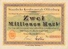 Deutsches Reich Deutschland 2 Millionen Mark Großgeldschein, Inflation, Stadt Oldenburg Westfalen -