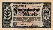 Deutsches Reich Deutschland Rheinland 500 tausend Mark Großgeldschein, Inflation, Stadt Köln -