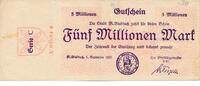 Deutsches Reich Deutschland Rheinland 5 Millionen Mark Großgeldschein, Inflation, Stadt Mönchengladbach -