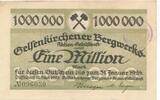 Deutsches Reich Deutschland Westfalen 1 Million Mark Notgeld, Düsseldorf Gelsenkirchen Bergbau Bergwerk -