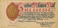 Deutsches Reich Deutschland Rheinland 100 Millionen Mark Großgeldschein, Inflation, Kreis Wittlich -