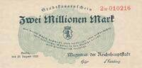 Deutsches Reich Deutschland 2 Millionen Mark Brandenburg, Berlin, Stadtkassenschein, -