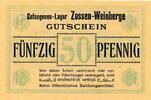 Deutsches Reich Deutschland 50 Pfennig Notgeld, Brandenburg, Zossen - Weinberge , Gefangenen-Lager -
