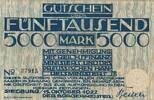 Deutsches Reich Deutschland Rheinland 5000 Mark Großgeldschein, Inflation, Stadt Siegburg -