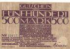 Deutsches Reich Deutschland Rheinland 500 Mark Großgeldschein, Inflation, Stadt Siegburg -