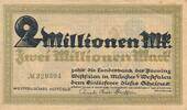 Deutsches Reich Deutschland Westfalen 2 Millionen Mark Grossnotgeld, Provinz Westfalen Münster -