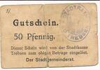 Deutsches Reich Deutschland - Sachsen 50 Pfennig Notgeldschein Stadt Trebsen -