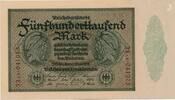 500000 Mark Reichsbanknote 1. 5. 1923 Deutsches Reich Deutschland, Inflation Banknote, KN 6stellig nur zweimal auf Vs. FZ: AB I, in folie eingesc...