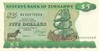 5 Dollars 1983 Zimbabwe Banknote unc.