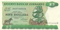 5 Dollars 1983 Zimbabwe Banknote unc.