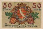Deutsches Reich Deutschland Bayern 50 Pfennig Notgeld, Stadt Lohr a Main, Kriegsgeld -