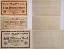 Deutschland Deutsches Reich 1, 2, 5 Millionen Mark Großnotgeld, Berlin, Deutsche Reichsbahn, 3 Stück lot, GG, B78, Sd -