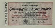 Deutschland Deutsches Reich 20 Milliarden Mark Großnotgeld, Berlin, Deutsche Reichsbahn, GH 38 -