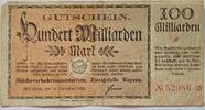Deutschland Deutsches Reich 100 Milliarden Mark Großnotgeld, Reichsverkehrsministerium Bayern, München -