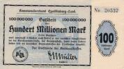 Deutsches Reich Deutschland - Sachsen 100 Millionen Mark Großgeldschein, Inflation, Kommunal-Verband Quedlinburg -
