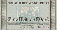 Deutsches Reich Deutschland 1 Million Mark Notgeld Stadt Erfurt Thüringen -